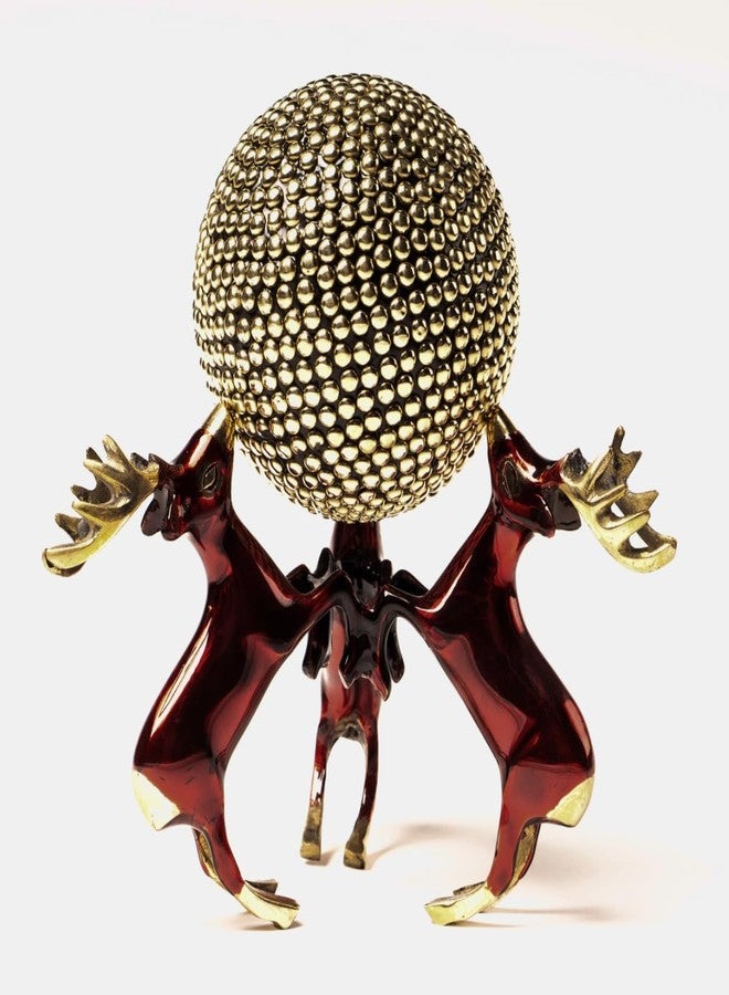 The ArtAge 3 Deer Ball Brass Centre Table Showpiece Statue Vastu Decorative Items for Living Room Brass Decor Items Home Decor Gifting and Decoration (Deer Ball Cherry 1) - Image 2